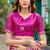 Pink embroidery work shimmer chiffon saree with unstitched blouse