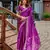 Purple embroidery work shimmer chiffon saree with unstitched blouse