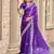 Purple-blue embroidery work shimmer chiffon saree with unstitched blouse