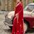 Red embroidery work shimmer chiffon saree with unstitched blouse