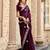 Wine embroidery work shimmer chiffon saree with unstitched blouse