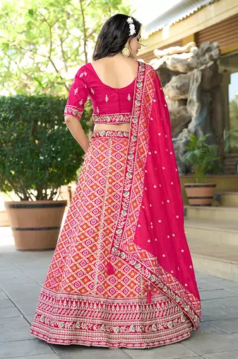 Pink Gota Work & Codding Pure Viscose Silk Lehenga