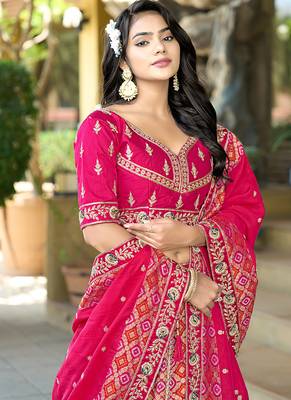 Pink Gota Work & Codding Pure Viscose Silk Lehenga 4