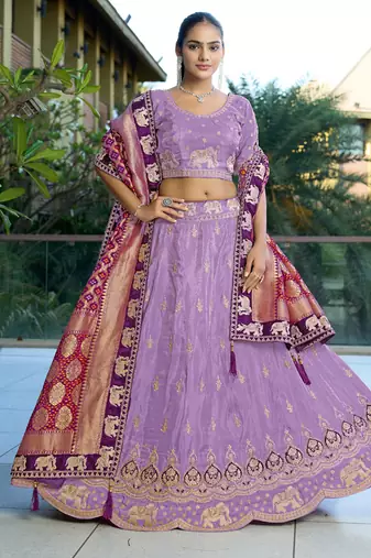 Lavender Gota Work & Codding Pure Cosmos Viscose Lehenga