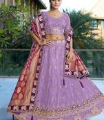 Lavender Gota Work & Codding Pure Cosmos Viscose Lehenga