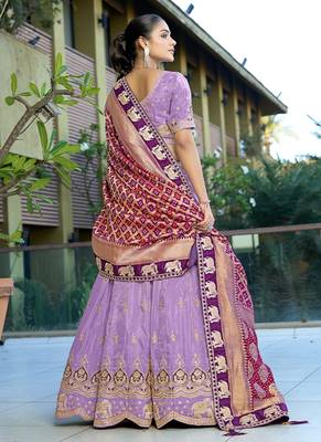 Lavender Gota Work & Codding Pure Cosmos Viscose Lehenga 2