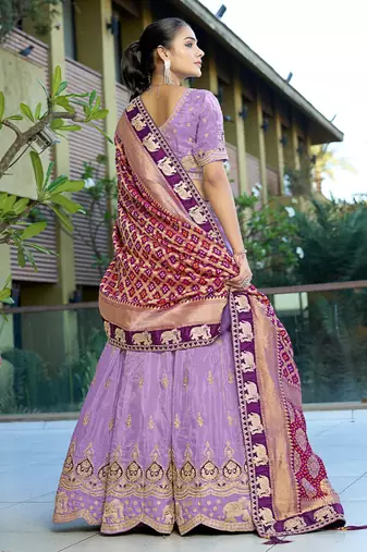 Lavender Gota Work & Codding Pure Cosmos Viscose Lehenga