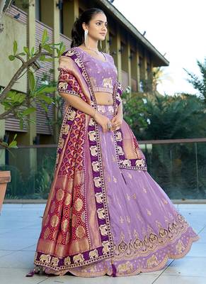 Lavender Gota Work & Codding Pure Cosmos Viscose Lehenga 3