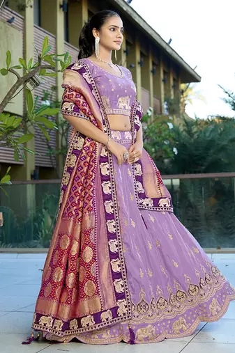 Lavender Gota Work & Codding Pure Cosmos Viscose Lehenga