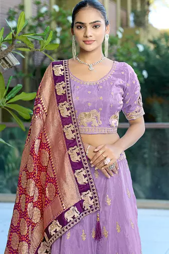 Lavender Gota Work & Codding Pure Cosmos Viscose Lehenga