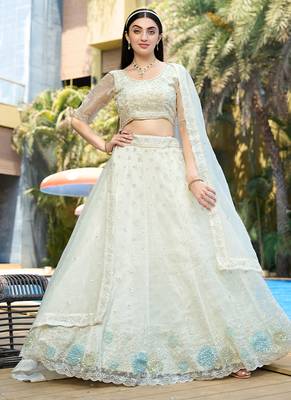 White ZARKAN & Sequence Pure Organza Lehenga 1