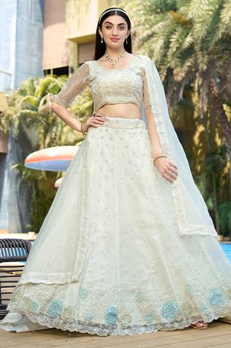 White ZARKAN & Sequence Pure Organza Lehenga