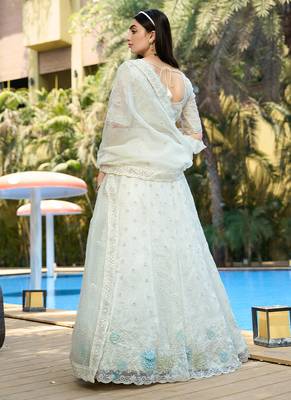 White ZARKAN & Sequence Pure Organza Lehenga 2