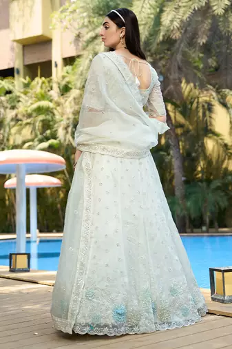 White ZARKAN & Sequence Pure Organza Lehenga