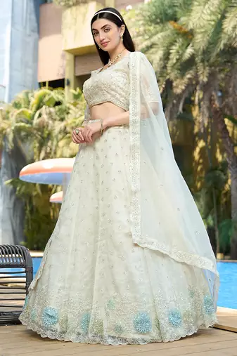 White ZARKAN & Sequence Pure Organza Lehenga