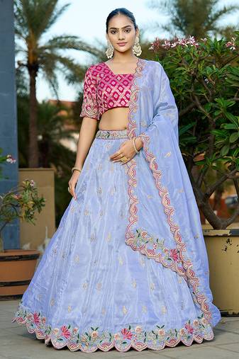 lavender Gota Work & Codding Pure Cosmos Viscose Lehenga