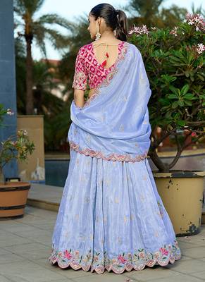 lavender Gota Work & Codding Pure Cosmos Viscose Lehenga 2
