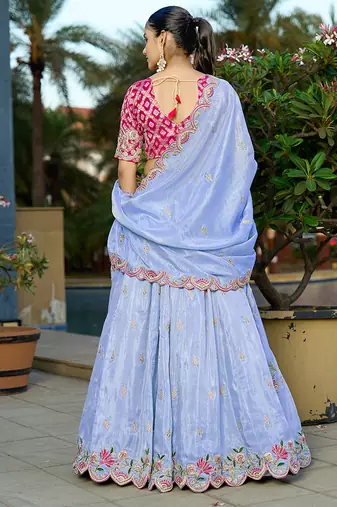 lavender Gota Work & Codding Pure Cosmos Viscose Lehenga
