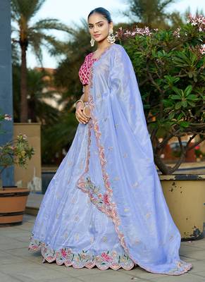lavender Gota Work & Codding Pure Cosmos Viscose Lehenga 3