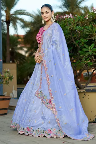 lavender Gota Work & Codding Pure Cosmos Viscose Lehenga