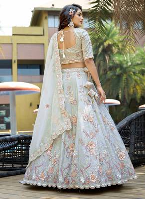 Light Grey ZARKAN & Sequence Pure Fendy silk Lehenga 2