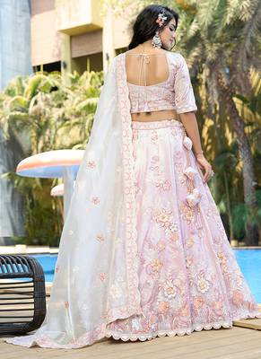 Purple ZARKAN & Sequence Pure Fendy silk Lehenga 2