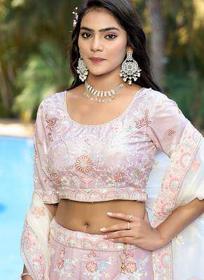 Purple ZARKAN & Sequence Pure Fendy silk Lehenga 4