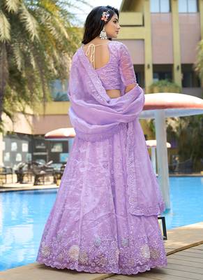 Lavender ZARKAN & Sequence Pure Organza Lehenga 2