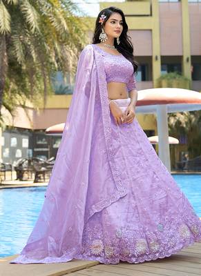 Lavender ZARKAN & Sequence Pure Organza Lehenga 3