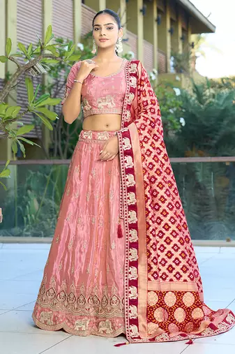 Pink Gota Work & Codding Pure Cosmos Viscose Lehenga