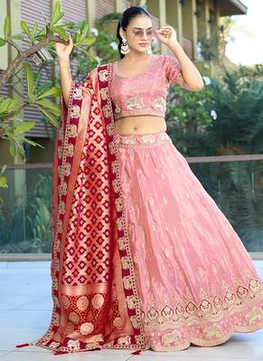 Pink Gota Work & Codding Pure Cosmos Viscose Lehenga 2