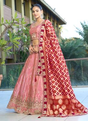 Pink Gota Work & Codding Pure Cosmos Viscose Lehenga 3