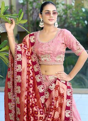 Pink Gota Work & Codding Pure Cosmos Viscose Lehenga 4