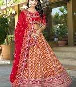 Red Gota Work & Codding Pure Viscose Silk Lehenga