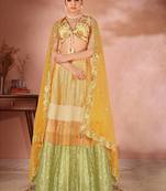 Yellow & Green embroidered Sequence & Zarakan Work