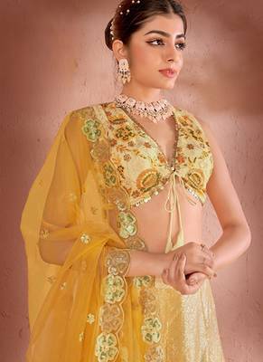Yellow & Green embroidered Sequence & Zarakan Work 2