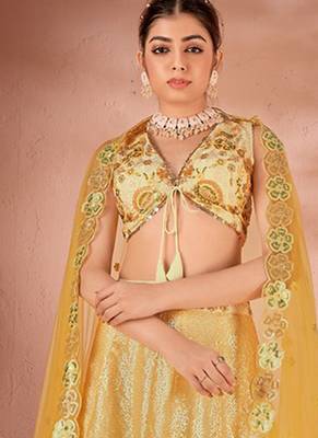 Yellow & Green embroidered Sequence & Zarakan Work 3