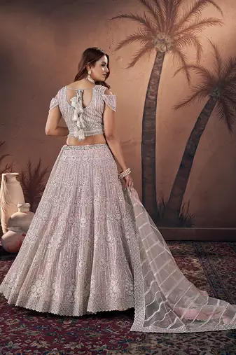 Baby Pink Hand Work & Zarkan Net Lehenga