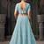 Sky Blue Mirror Zarkan Net Lehenga