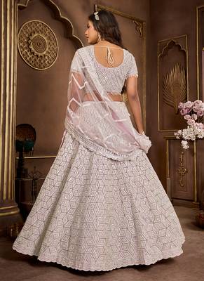 Light Purple Embroidered & Sequence Net Lehenga 2