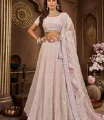 Baby Pink Mirror Zarkan & Codding Net Lehenga