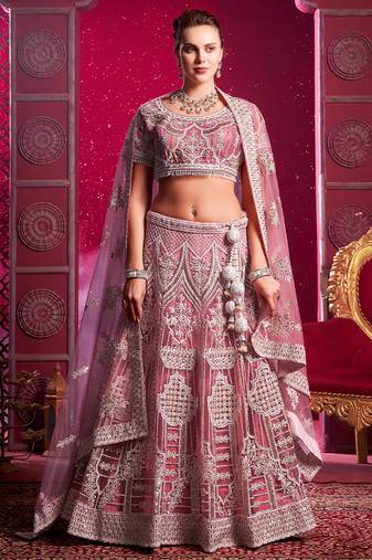 Pink Codding & Sequqnce Wrok Net Lehenga