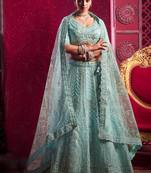 Sky Blue Codding & Sequqnce Wrok Net Lehenga