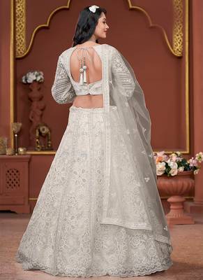 Off White Zarkan Premium Net  Lehenga 2