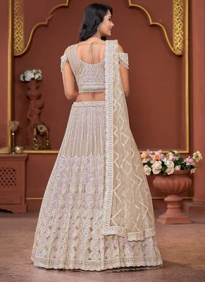 Chiku Mirror & Sequence Zarkan Premium Net  Lehenga 2