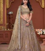 Beige Sequence & Zarkan Premium Net  Lehenga