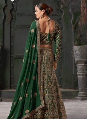Green Codding & Zarkan Georgette Lehenga 2