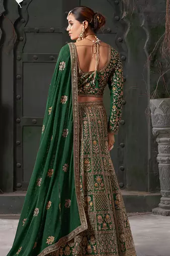 Green Codding & Zarkan Georgette Lehenga