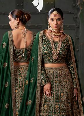Green Codding & Zarkan Georgette Lehenga 3