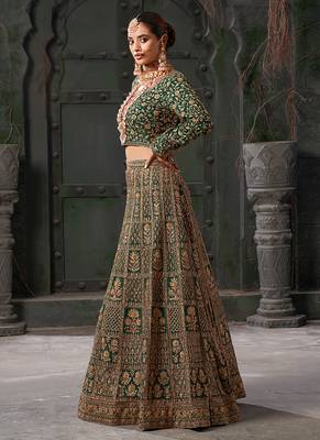 Green Codding & Zarkan Georgette Lehenga 4